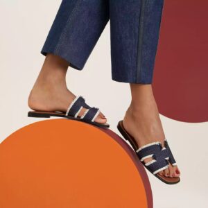 Alternative view of Hermes Oran Sandals Bleu Brut For Women H241060Z 49340