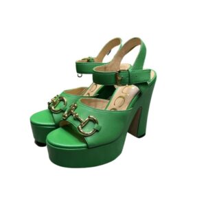 Gucci Platform Sandal With Horsebit Green For Women ‎