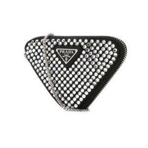 Prada Mini- Pouch With Artificial Crystals Bag Black For Women 3.9 in/ 10 cm 1NR005_2AWL_F0T7O