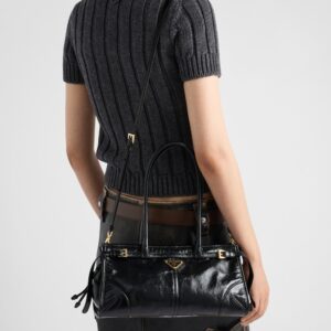 Alternative view of Prada Bonnie Medium Shoulder Bag 13in/ 32cm Black Gold Hardware 1BA426_2CYR_F0002_V_MOO