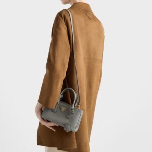 Alternative view of Prada Galleria Mini Top Handle Bag 8.3in/ 21cm Slate Gray Saffiano Gold Hardware ‎‎‎For Women 1BA916_NZV_F0480_V_EOO