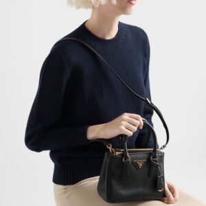 Alternative view of Prada Galleria Saffiano Mini Top Handle Bag 7.8in/ 20cm Black Metal Hardware For Women 1BA906_NZV_F0002_V_EOM