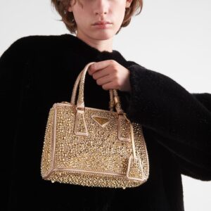 Alternative view of Prada Galleria Satin Mini Top Handle Bag 7.9in/ 20cm Crystals Platinum Gold Hardware For Women 1BA906_2AWL_F0522_V_EOY