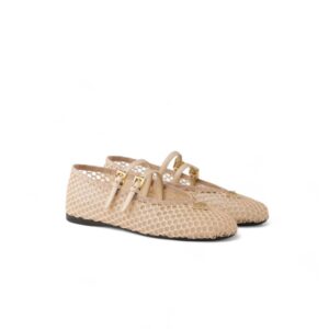 Prada Mesh Fabric Ballerinas Travertine Stone For Women 1F915N_099_F0485_F_005