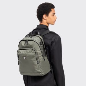 Alternative view of Prada Re-Nylon And Leather Backpack Forest Green For Men 12.2in/31cm 2VZ048_2DMG_F0414_V_OOO
