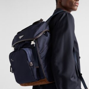 Alternative view of Prada Re-Nylon And Leather Backpack Blue For Men 10.6in/27cm 2VZ135_384_F0C1B_V_HYF