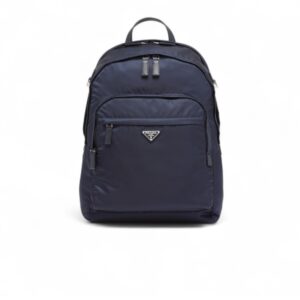 Prada Re-Nylon And Leather Backpack Navy For Men 12.2in/31cm 2VZ048_2DMG_F0008_V_OOO