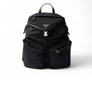 Prada Re-Nylon And Leather Backpack Black For Men 11.8in/30cm 2VZ108_2DW3_F0002_V_DYO
