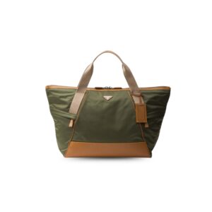 Prada Re-Nylon And Leather Duffle Bag Military/Caramel 17.5in/44.5cm 2VC040_2CX2_F03UQ_V_KOO