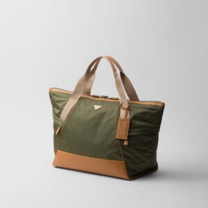 Alternative view of Prada Re-Nylon And Leather Duffle Bag Military/Caramel 17.5in/44.5cm 2VC040_2CX2_F03UQ_V_KOO