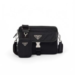 Prada Re-Nylon And Saffiano Leather Shoulder Bag Black For Men 8.7in/22cm 2VH133_2DMH_F0002_V_XMP