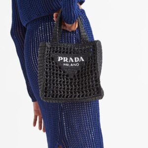 Alternative view of Prada Small Raffia Tote Black For Women 22cm/ 8.7in - 1BG444_2A2T_F0002_V_OOO
