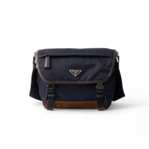 Prada Small Re-Nylon And Leather Shoulder Bag Blue For Men 8.9in/22.5cm 2VD066_384_F0C1B_V_OOF