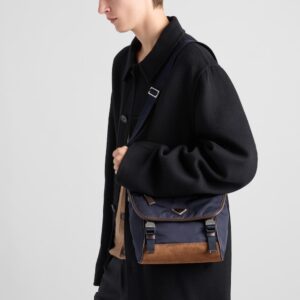 Alternative view of Prada Small Re-Nylon And Leather Shoulder Bag Blue For Men 8.9in/22.5cm 2VD066_384_F0C1B_V_OOF
