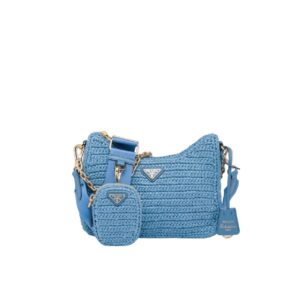 Prada Re-Edition 2005 Raffia Bag Blue For Women 1BH204_2A2T_F0076_V_V9L