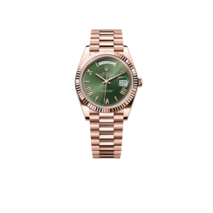 Rolex Day-Date 40 Watch Rose Gold Toned Olive Green Dial 40mm For Men 228235-0025