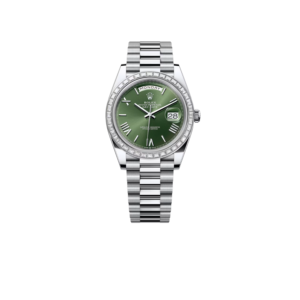 Rolex Day-Date 40 Watch Silver Toned Olive Green Dial 40mm For Men M228396TBR-0020