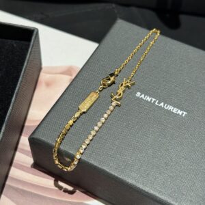 Alternative view of Saint Laurent Cassandre Charm Bracelet In Crystal And Gold For Women 712345Y15268066 YSL