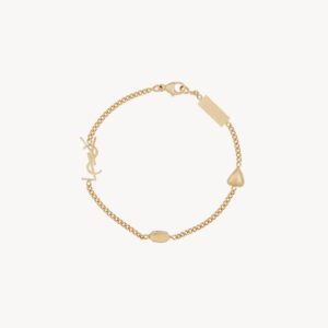 Alternative view of Saint Laurent Cassandre Heart Charm Bracelet In Aged Brass Gold For Women 701950Y15269137