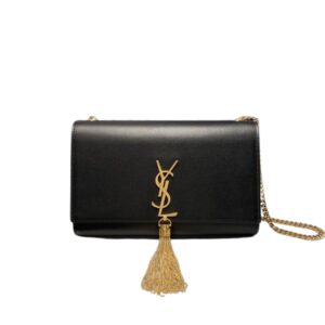 Saint Laurent Kate Medium Chain Bag With Tassel In Grain De Poudre Black For Women 9.4in/24cm YSL 354119BOW0J1000