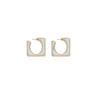 Saint Laurent Split Square Hoop Earrings Palladium And Gold For Women 788138Y15008469