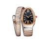 Bvlgari Serpenti Tubogas Watch Silver/Rose Gold Toned Black Dial 35mm For Women 103823
