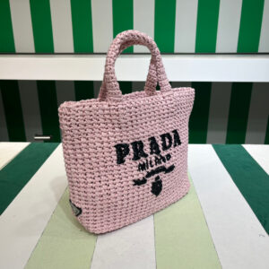 Alternative view of Prada Small Tote Bag 9.4in/ 24cm Pink Raffia Silver Hardware For Women 1BG422_2A2T_F0E18_V_OOL