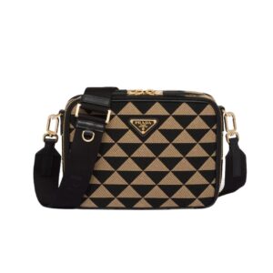 Prada Symbole Embroidered Fabric Bag In Beige For Women 8.6 in/ 22 cm 2VH069_2FKL_F0Y30_V_MOF