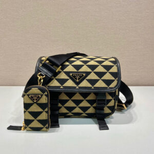 Alternative view of Prada Symbole Embroidered Fabric Bag In Beige For Women 8.6 in/ 22 cm 2VD034_2FKL_F0Y30_V_XOP