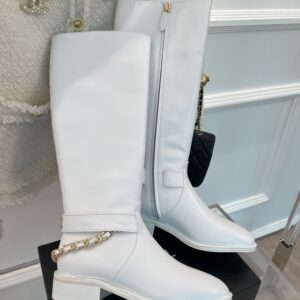 Chanel Women's Ankle Boots With Chain White For Women 1.5in/4cm