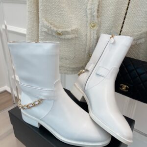 Chanel Women's Ankle Boots With Chain White For Women 1.5in/4cm