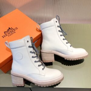 Hermes Fresh Ankle Boots White For Women 1.6in/4cm