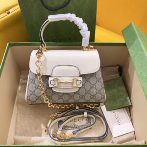 Gucci Horsebit 1955 Mini Bag White For Women, Women's Bags 8.7in/22cm GG ‎703848 92TCK 9761