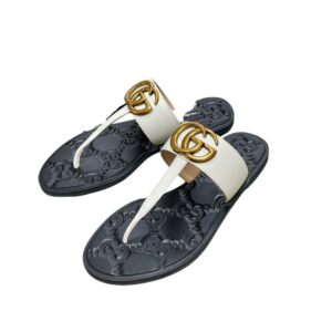 Gucci Thong Sandal With Double G White For Women 
