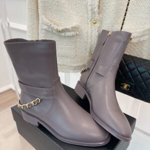 Chanel Women's Ankle Boots With Chain Light Violet For Women 1.5in/4cm