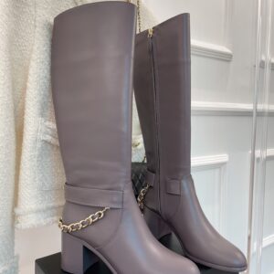 Chanel Women's High Boots With Chain Light Violet For Women 3.7in/ 9.5cm