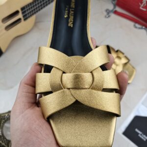 Alternative view of Saint Laurent Women's Tribute Flat Mules Gold For Women YSL