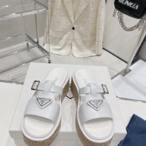 Alternative view of Prada Wedge Platform Sandals White For Women 2.9 in/ 7.5 cm 1XX641_3LLP_F0009_F_075