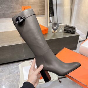 Alternative view of Hermes High Heel Boots Gray For Women 3.54in/9cm