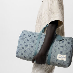 Alternative view of Louis Vuitton Keepall Bandouliere 50 Travel Bag 19.7in/ 50cm Light Blue Silver Hardware M22532