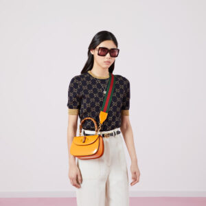 Alternative view of Gucci Bamboo 1947 Small Top Handle Bag 8.3in/ 21cm Orange Gold Hardware For Women 675797 10ODT 7769