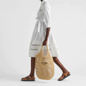 Alternative view of Prada Raffia Tote Bag Beige For Women 1BG424_2A2T_F0018_V_OOO - 20 Inches / 51 Cm