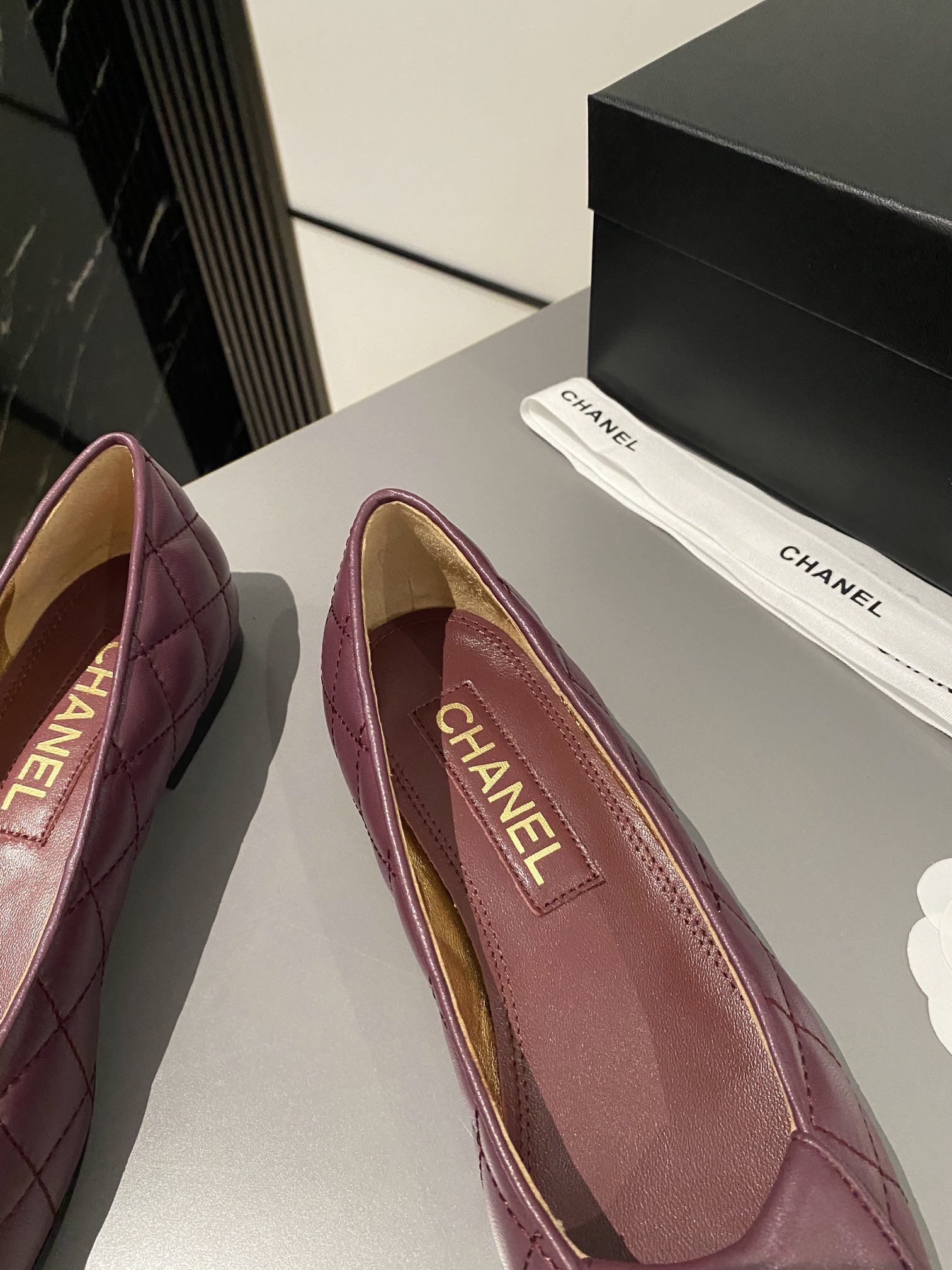 Chanel Ballet Flats Burgundy For Women