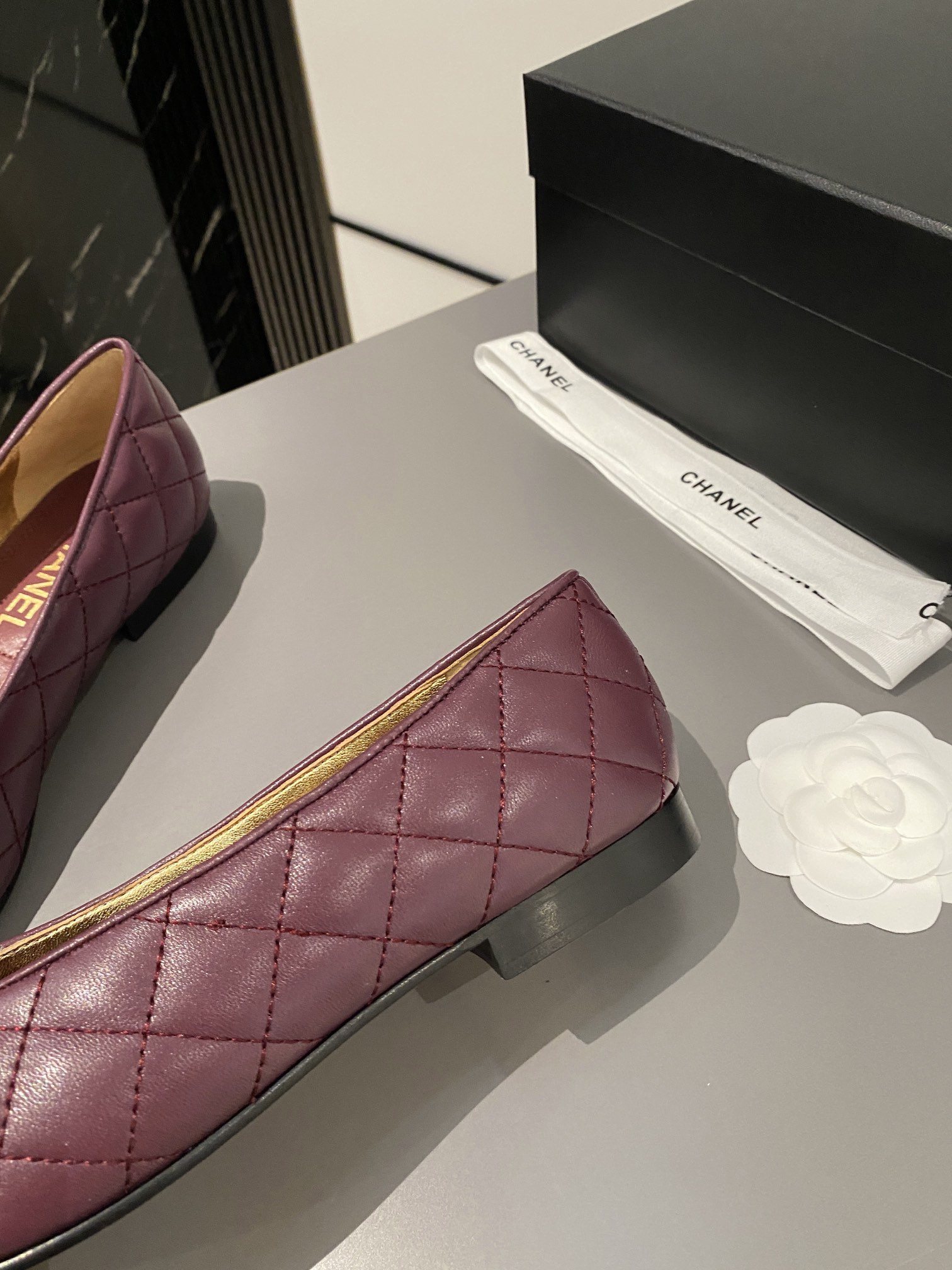 Chanel Ballet Flats Burgundy For Women