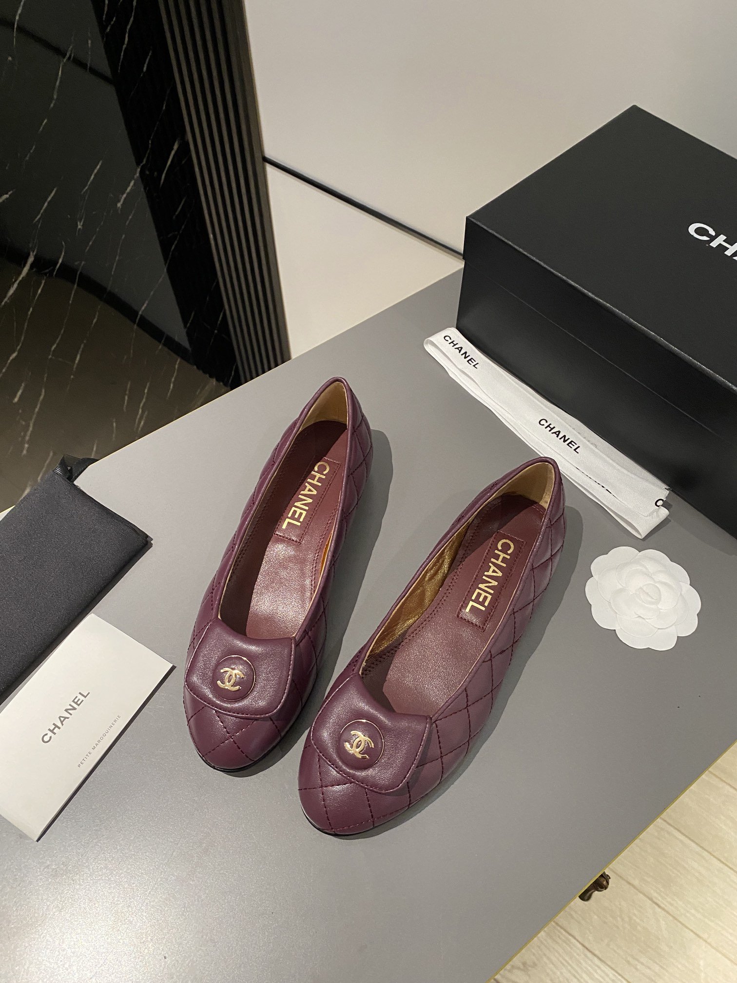 Chanel Ballet Flats Burgundy For Women