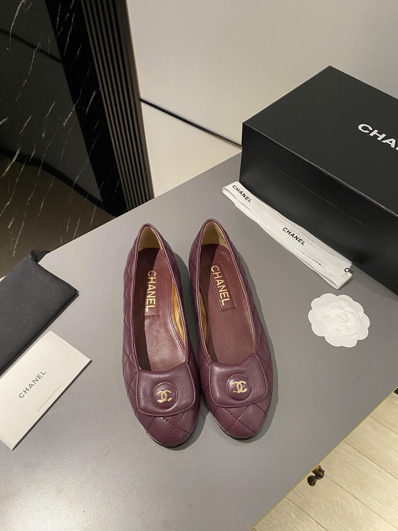 Chanel Ballet Flats Burgundy For Women