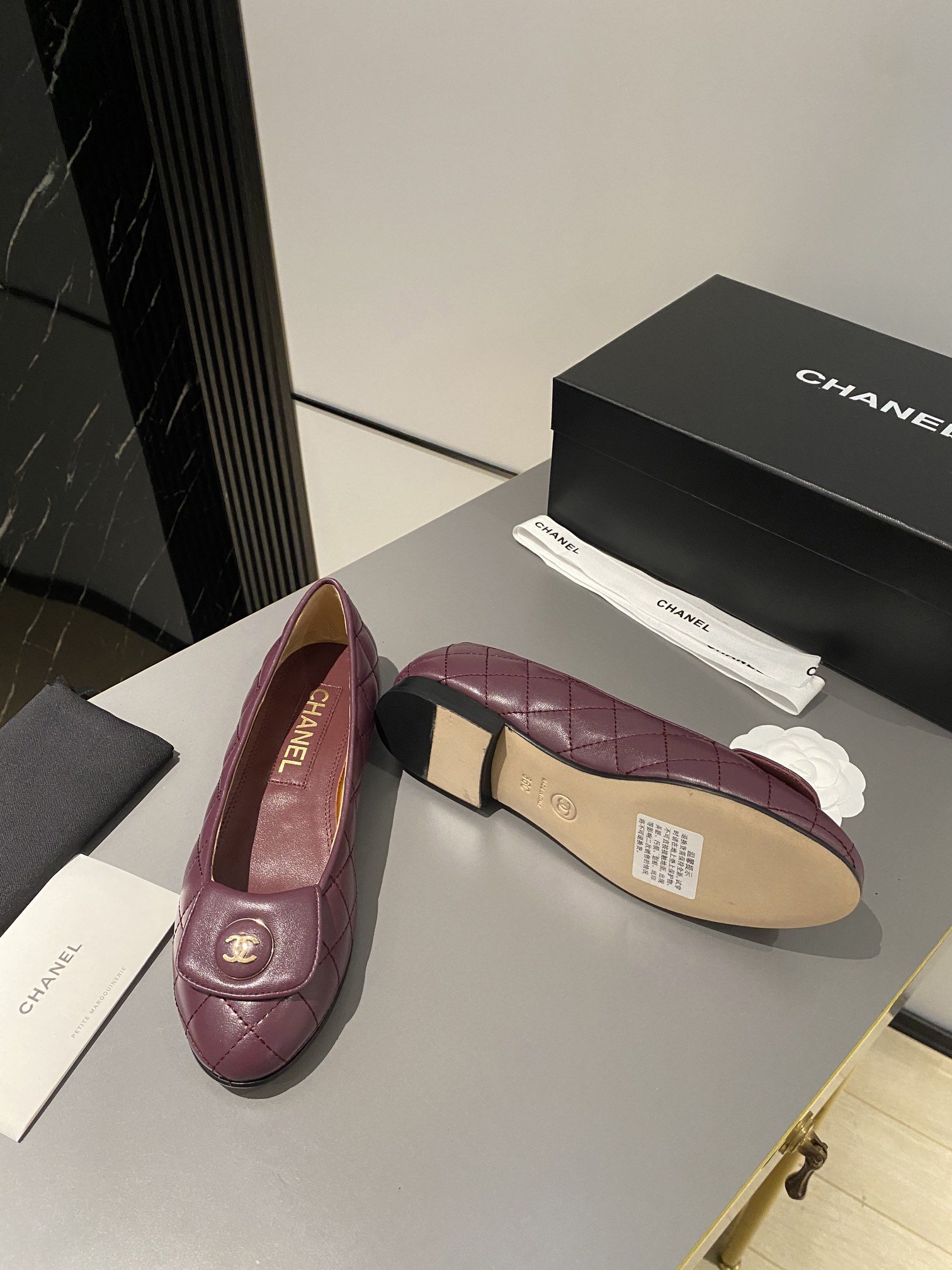 Chanel Ballet Flats Burgundy For Women