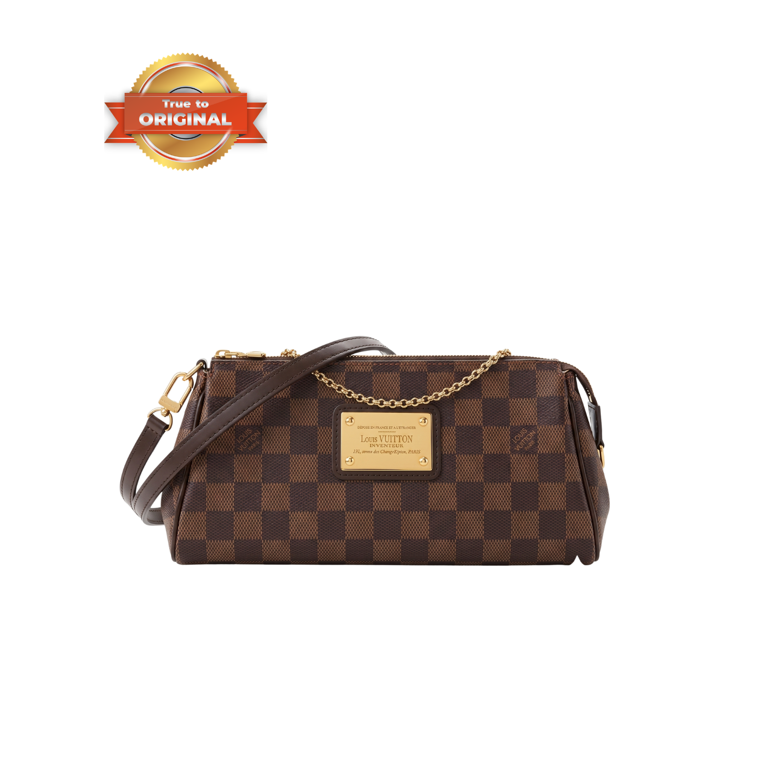 Louis Vuitton Eva 2Way Chain Shoulder Bag 9.8in/ 25cm Brown Damier Ebene For Women N55213