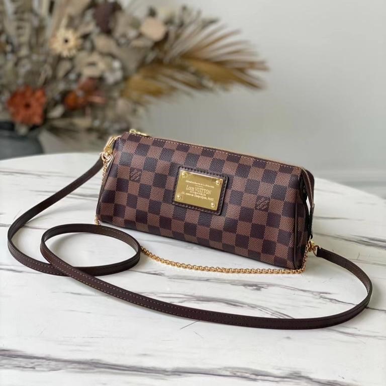 Louis Vuitton Eva 2Way Chain Shoulder Bag 9.8in/ 25cm Brown Damier Ebene For Women N55213