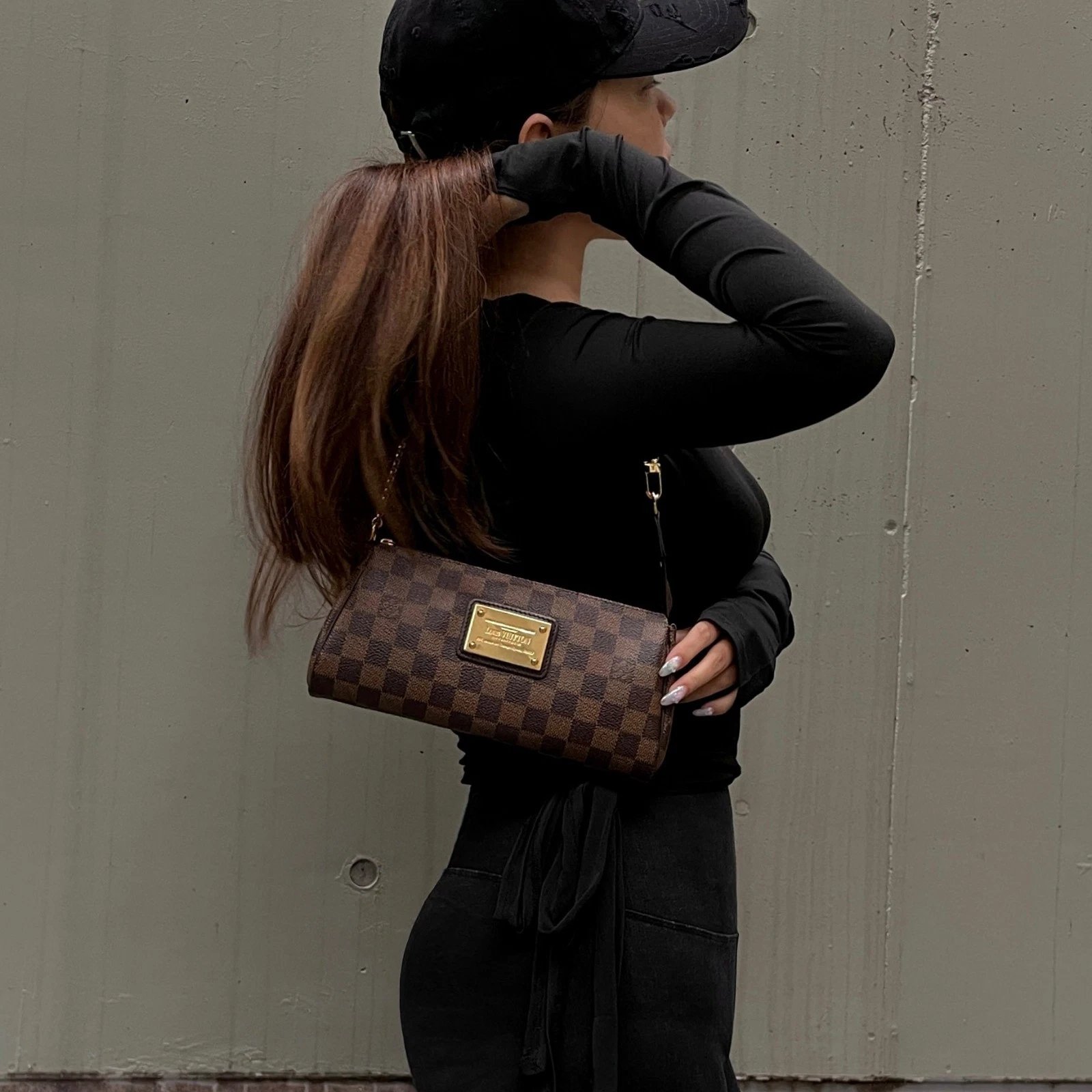 Louis Vuitton Eva 2Way Chain Shoulder Bag 9.8in/ 25cm Brown Damier Ebene For Women N55213